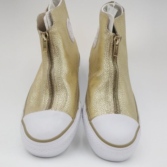 Converse CTAS Classic Shroud Hi Gold Metallic Pebble Grain Leather 9M NIB - Picture 4 of 16